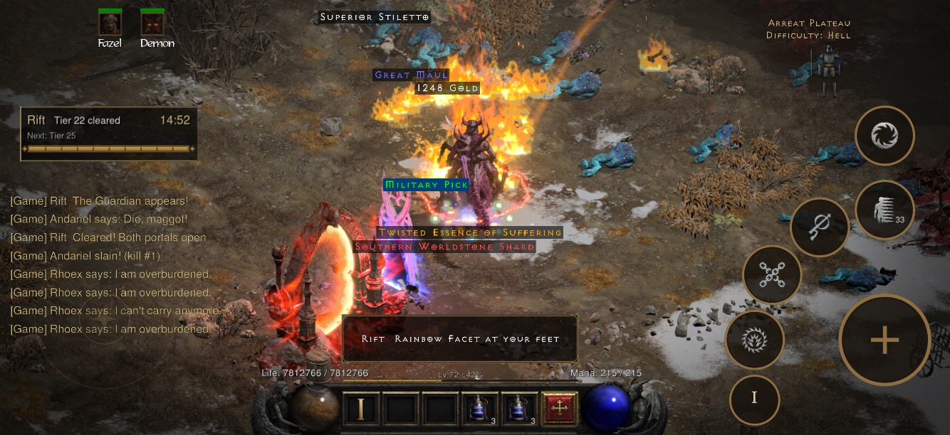 D2R Mobile gameplay with the English interface